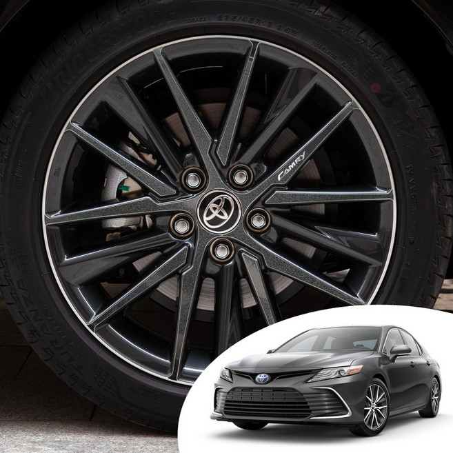 어른킹 토요타 올뉴캠리 하이브리드 18인치 휠 마스크 포인트 레터링 튜닝 컬러 데칼 스티커 자동차 몰딩 카본 유광 홀로그램 크롬 랩핑 시트지, 펄블랙(휠), 추가안함, 1개