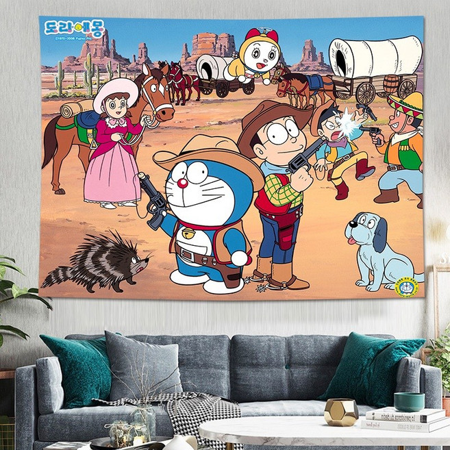 도라에몽 배경천 벽 태피스트리 장식 인테리어, D