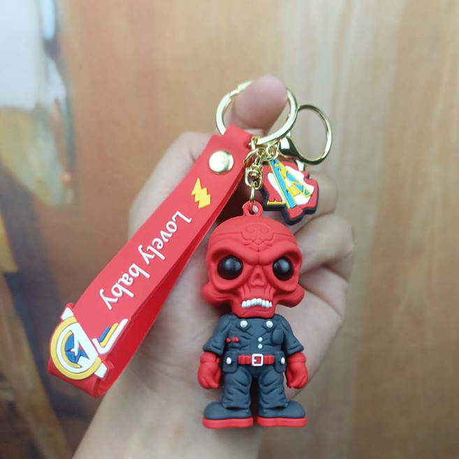 마블 키홀더 가방고리 악세사리 인형 열쇠고리 피규어 팬던트 키링, 1개, 레드스컬