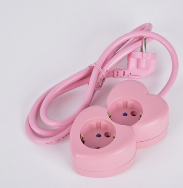 2구 멀티탭 스마트 전기코드 국산 하트 인테리어 디자인 콘센트, 1개