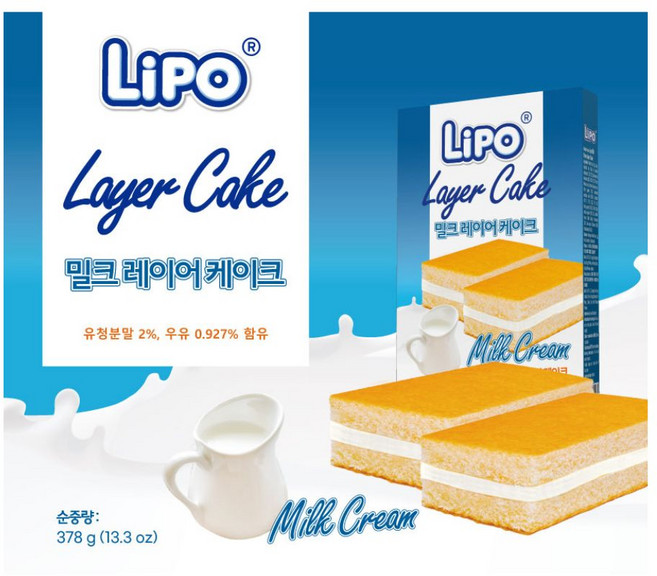 리포 밀크 레이어 케이크, 1박스, 378g