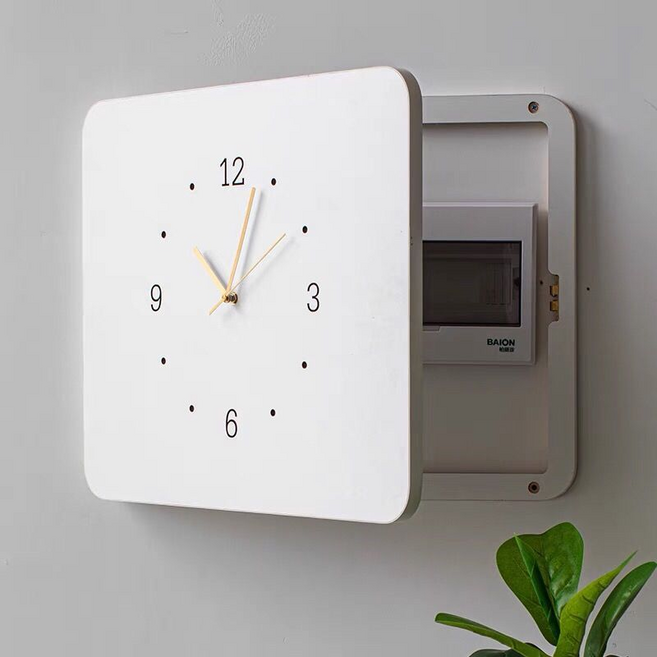 두꺼비집가리개 심플 벽시계 거실 인테리어, 흰색