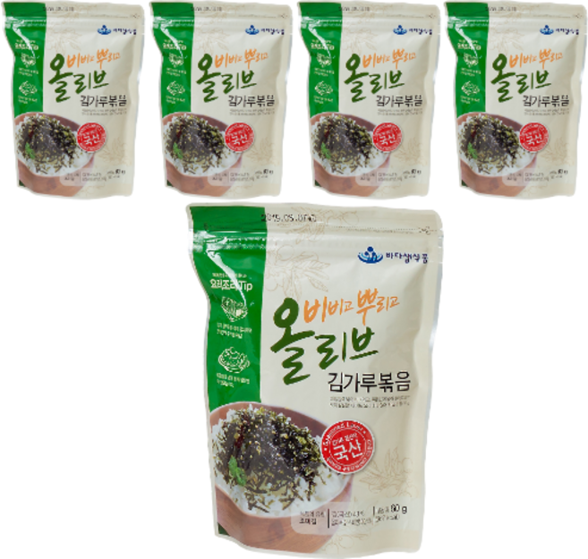 바다샘 올리브 김가루, 5개, 60g