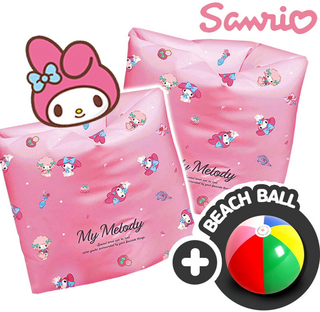 튜브 산리오 마이멜로디 암링 +비치볼 세트 유아 아기 어린이 물놀이 팔튜브 수영 보조용품 캐릭터, 단품, 1개