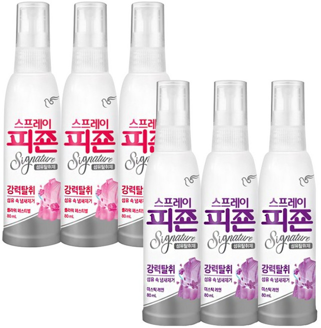 피죤 리치퍼퓸 스프레이 미스틱레인 80ml 3개 + 플라워페스티벌 80ml 3개 / 섬유탈취제