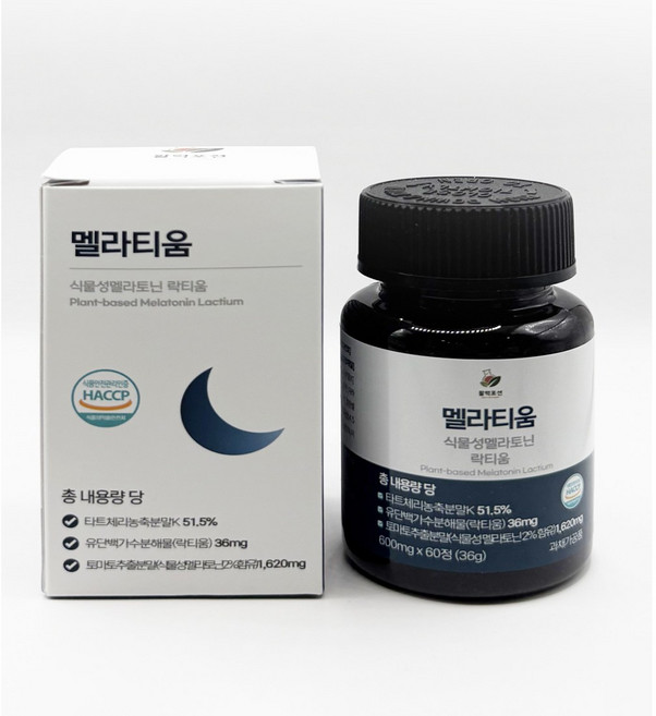 멜라티움 식물성 멜라토닌 락티움 메라토닌, 1개, 60정
