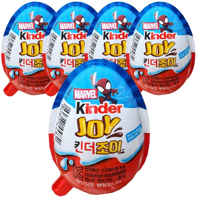 킨더조이 보이 T1 마블 랜덤장난감 초콜릿 20g, 5개