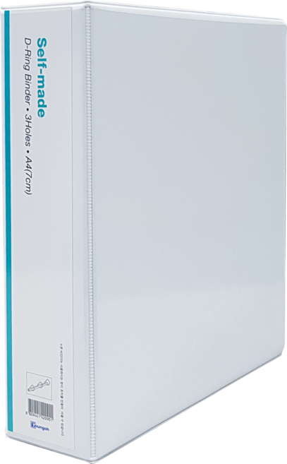 인터탑 영오 PVC재질 A4 백색 투명 이중 3공 D링 셀프메이드 바인더, 1개, A4 백색 이중 3공 D링 바인더 7cm