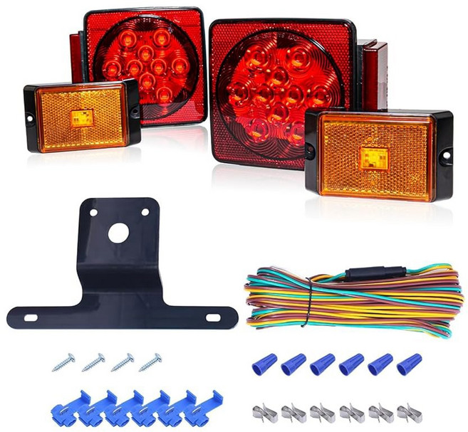 MAXXHAUL 70205 트레일러 라이트 키트 방수 12V 좌우 잠수 LED 트레일러용, 1 LED Submersible Trailer Ligh