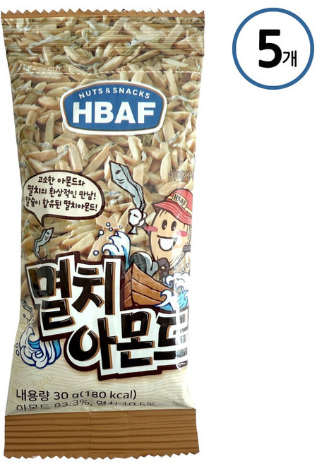 HBAF 바프 멸치아몬드, 30g, 5개