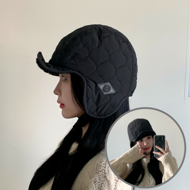 다오네 양면 퀼팅 귀달이 방한 모자 군밤모자