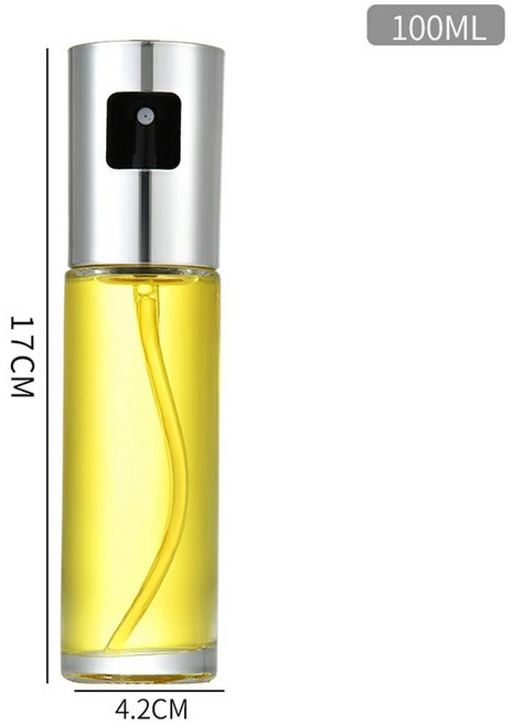 100ML 오일 스프레이 병 ABS 프레스 유형 주방 가정용 에어 프라이어 올리브 신성한 기기 바베큐 유리 디스펜서, Silvery, 1개