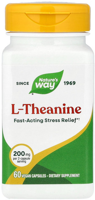 엔자마틱테라피 Natures Way (네이처스 웨이) l-테아닌 200mg 베지 캡슐 60정(캡슐 1정당 100mg), 1개, 60정