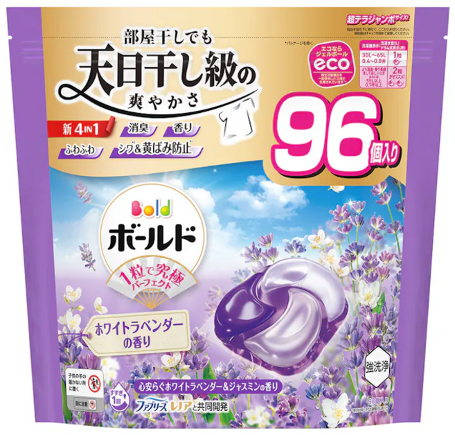 일본 보르도 젤볼 캡슐세제 라벤더 화이트머스크 자스민향 고농축 세탁세제, 1개, 96개입