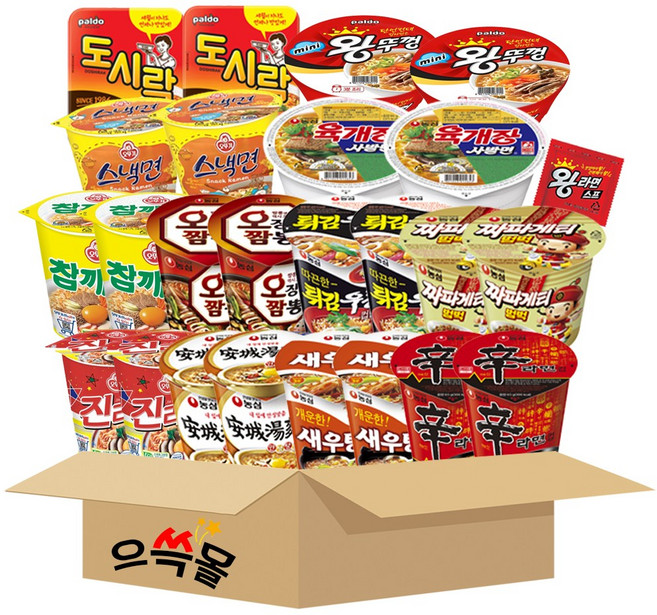소컵라면세트 12종 24개 신라면2+안성탕면2+육개장사발면2+새우탕2+오징어짬뽕2+짜장범벅2+튀김우동2+진라면매운맛2+참깨라면2+스낵면2+도시락2+왕뚜껑2