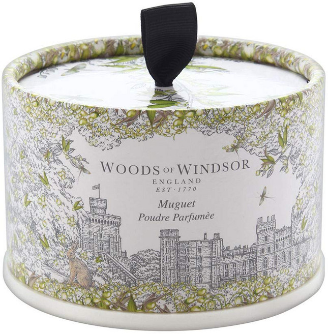 유럽 Woods of Windsor Lily of the Valley 은방울꽃 바디 더스팅 파우더 100g 퍼프 포함 냄새 마찰 케어 바디케어 바디파우더 데오드란트 기념일 선물, 1개