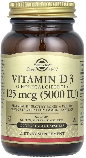 솔가 비타민 D3 5000IU 베지터블 캡슐, 120정, 1개 - 쿠팡