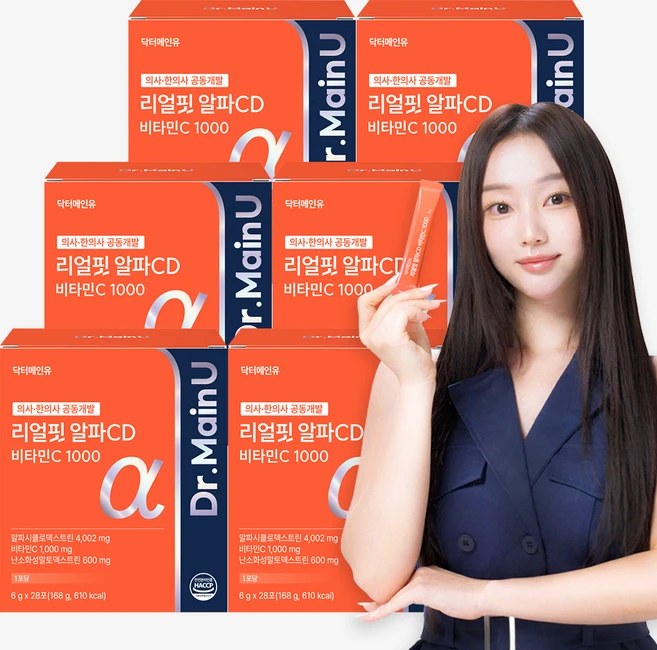 닥터메인유 리얼핏 알파CD 국내최대 알파시클로덱스트린 알파시디 비타민C 6gx28포, 6개, 148g - 쿠팡
