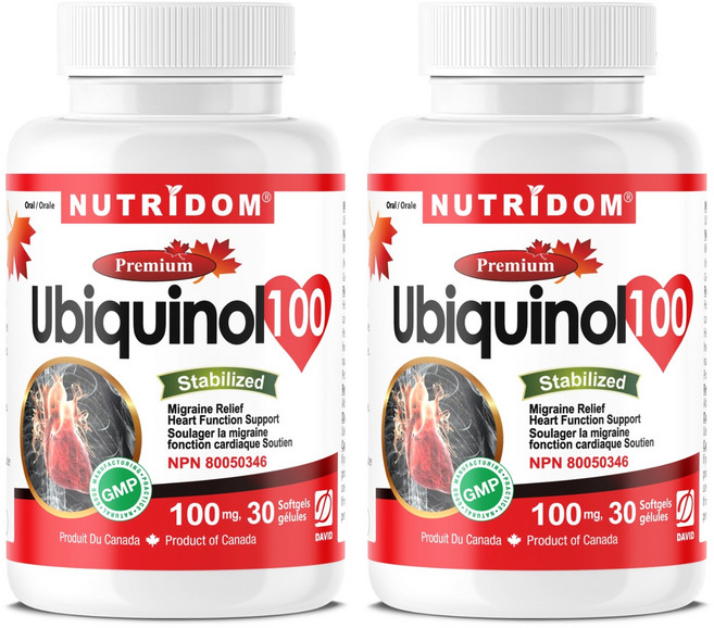 (2병특가) 뉴트리돔 유비퀴놀 100 활성형 코엔자임 큐텐 코큐텐 100mg 30소프트젤 캐나다 직구, 30정, 2개