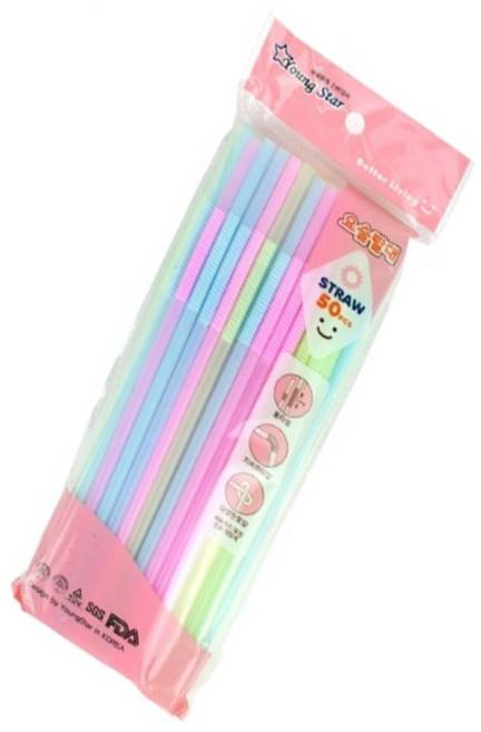 모아니샵 주름빨대 50P 투명스트로우