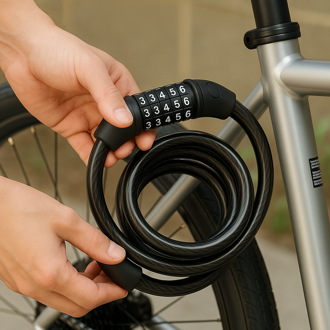 딘킨 강력합금 5자리 자전거 자물쇠, 1개, 블랙