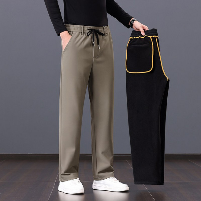 Paercute 남성 겨울 와이드기모트레이닝바지 기모아웃도어바지 넉넉한핏기모바지 트레이닝기모바지 방풍보온 스판 편안한 착용감 일상 등산 캠핑 착용용 바지