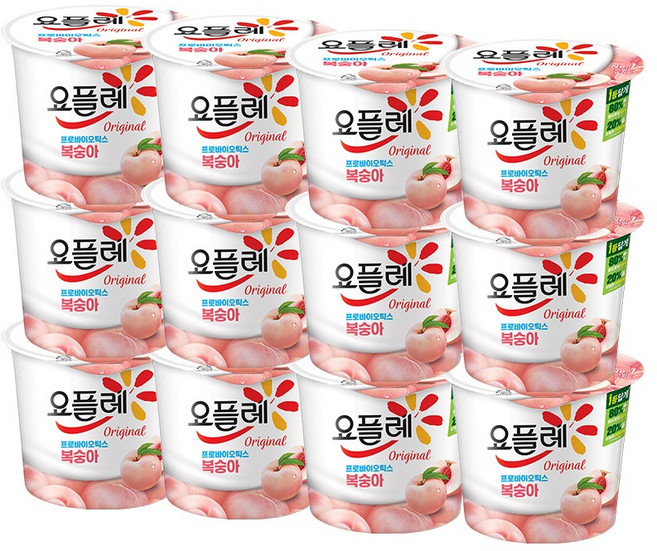 빙그레 요플레 복숭아홈180g무료배송, 180g, 12개
