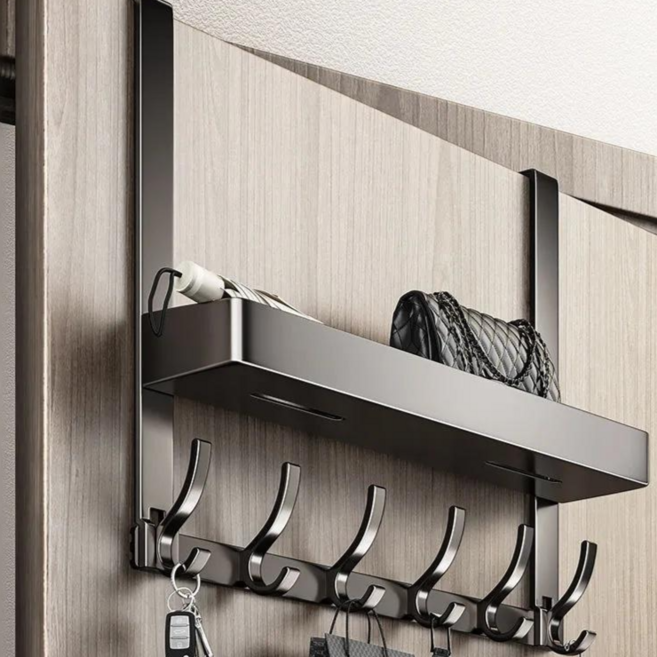 라워스 무타공 도어 옷걸이 행거, 그레이, 1개