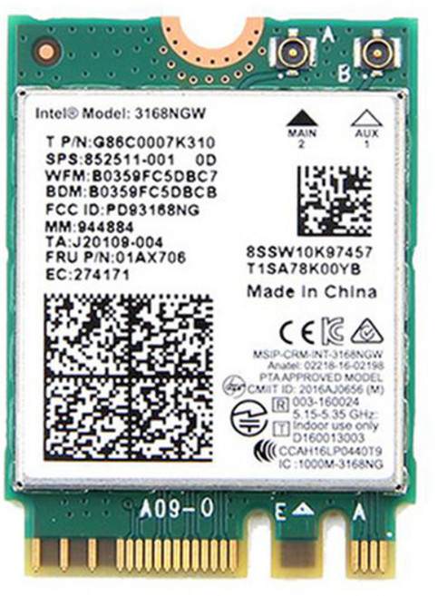 무선 듀얼 밴드 노트북 카드용 미니 Wi-Fi6 인텔 AX210 2.4Gbps AX210NGW 802.11AX 8265NGW 9260AC M.2 NGFF WL, 3168NGW (Thanks), 1개