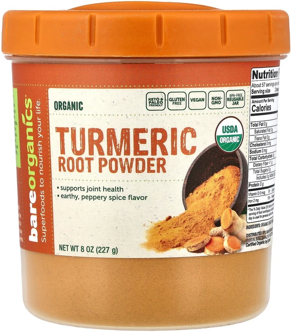 베어오가닉스 BareOrganics 유기농 강황 뿌리 분말 227g8oz125463원산지:기타, 베어오가닉스 BareOrganics, 유기농 강황 뿌리, 227g, 1개 - 쿠팡