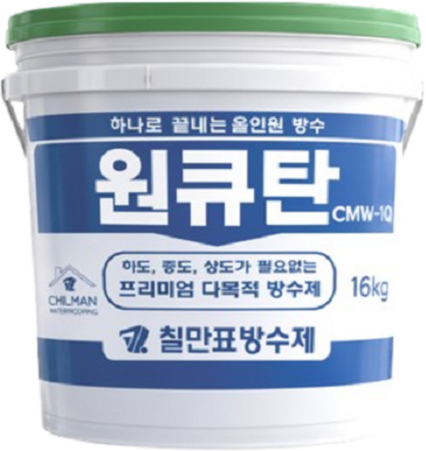 칠만표 CMW-1Q 원큐탄 16kg(붓+장갑) 옥상셀프방수 하나로 완전방수 하도X 중도X 상도X, 1개, 16L, 녹색