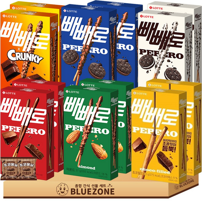 빼빼로 세트 초코2 아몬드2 크런키2 화이트쿠키2 누드2 초코쿠키2 몽실2, 1개, 54g