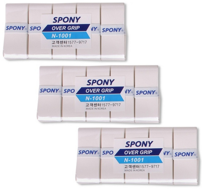 스포니 배드민턴 테니스 소프트핏 오버그립 테이프 10P, 화이트, 3개