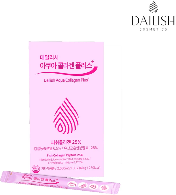 (행사)데일리시 콜라겐에 유산균까지 함유된 아쿠아콜라겐플러스 30포 5각+1각 사은품, 1개, 30회분 - 쿠팡