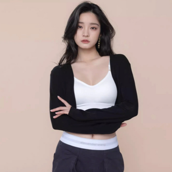 모윤 여성 봄/여름 볼레로 숏 가디건