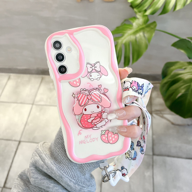 갤럭시 목걸이줄 귀여운 캐릭터 그립톡 홀더 케이스 웨이브 물결 D276