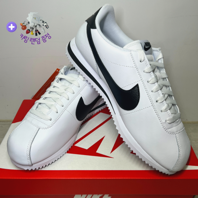 나이키 코르테즈 레더 스니커즈 흰검 화이트 블랙 남성 여성 우먼 공용 운동화 (감자뭉케이스 키링 증정)