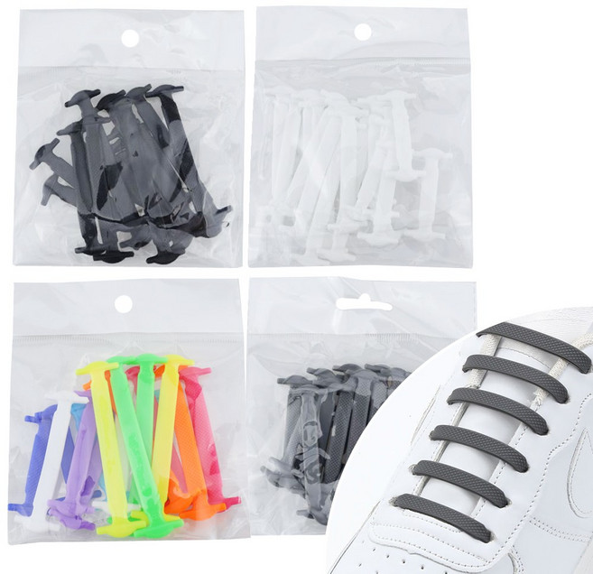 색상선택 4세트. 매듭 걱정 없는 실리콘 운동화끈 신발끈