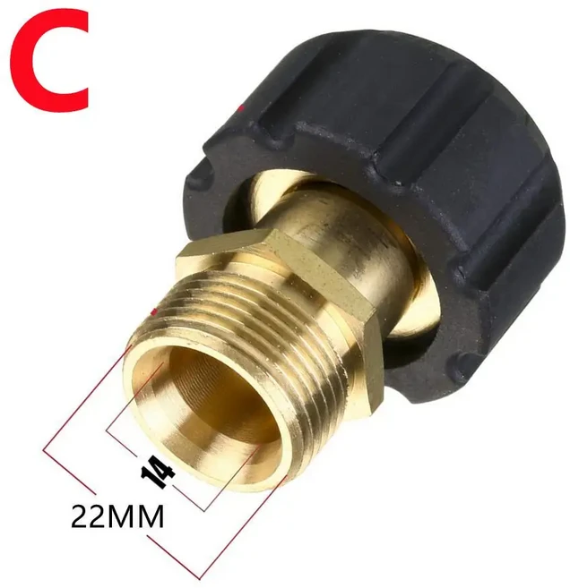 M22 14MM 회전 1/4 3/8 M22 G1/4 피팅 키트 커넥터에 빠른 연결 4500 PSI 고압 세척기 액세서리, 07 C