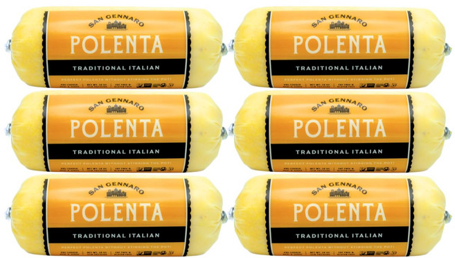 산 젠나로 폴렌타 전통 18온스 (6개 팩) Traditional Italian Polenta Tube by San Gennaro | Gluten Free Cornmeal | M, 510.29g, 6개, 18-ounces (Pack of6),San Genn,