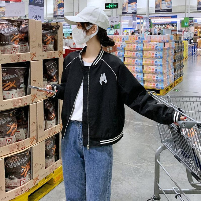 棒球服外套女春秋休閒百搭夾克短款上衣開衫