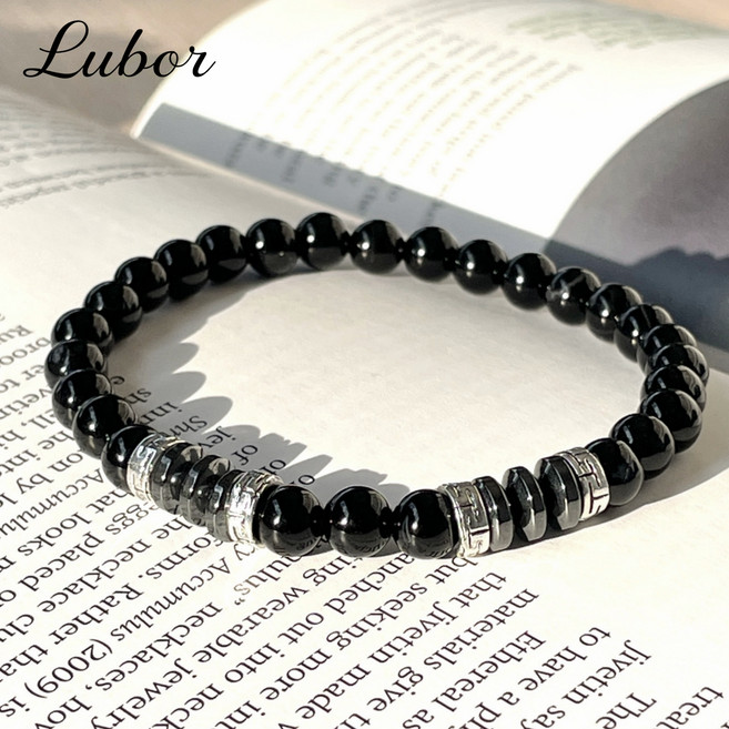 루보르 AA급 천연 호안석 오닉스 테라헤르츠 원석 남성 팔찌