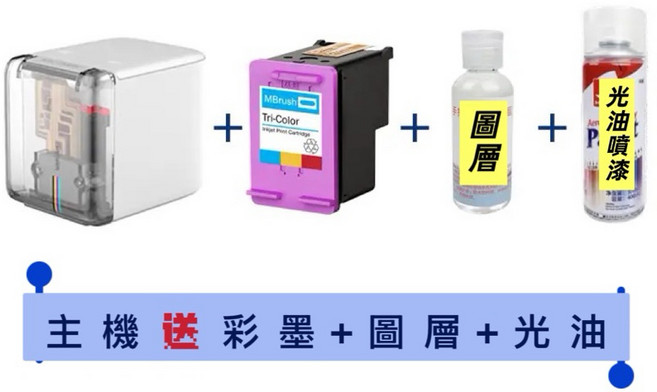 速出 MBrush 手持打印機 彩色印表機 迷你標籤機 PrinCube 同款, 1個, 高配（光滑面組）