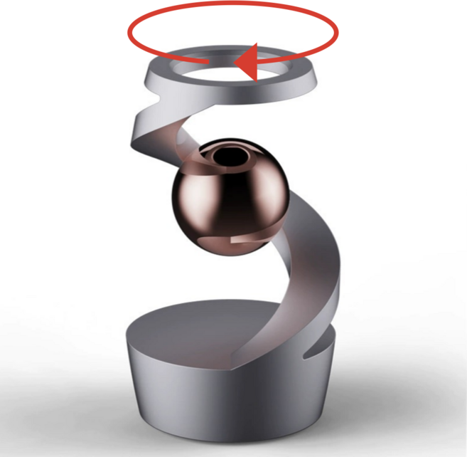 자이로스코프 장식품 책상 데스크탑 인테리어 무소음 무중력 회전 팽이, 그레이+로즈골드 비즈