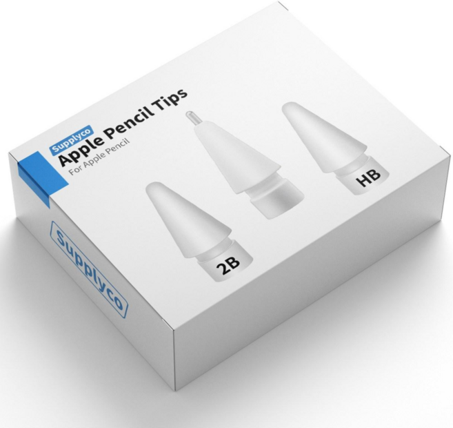서플라이코 애플펜슬 전용 3종(메탈+2B+HB) 펜촉, 3개입, 화이트샤프+2B+HB