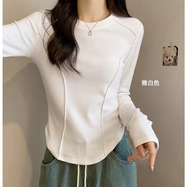 純色長袖上衣 韓版打底衫