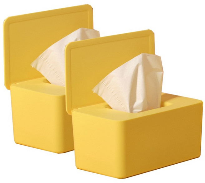 무무홈 물티슈 케이스 대형 커버 보관함 옐로우 2개입, 1개