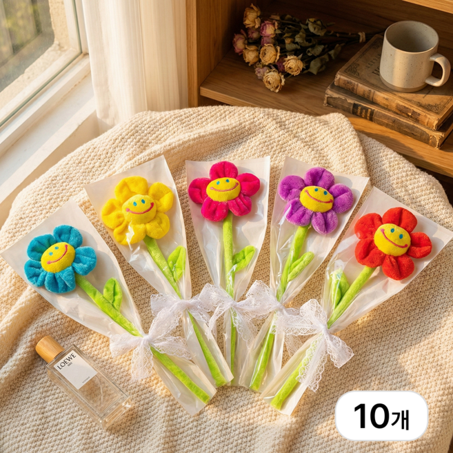 로렌드 해피 스마일 인형 꽃 5종 세트, 10개, 혼합색상