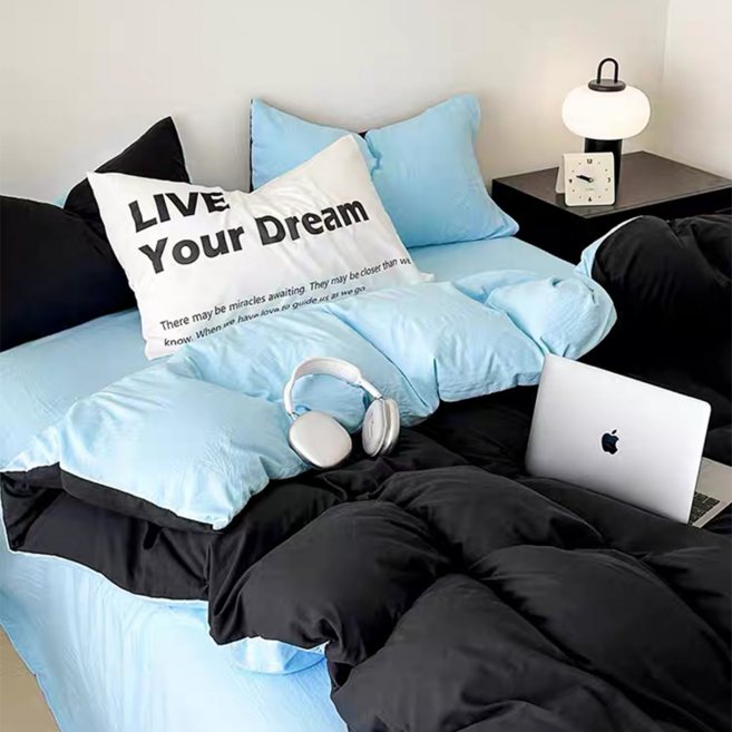 헤디야 투톤 리버시블 부드러운 이불커버, 스카이블랙