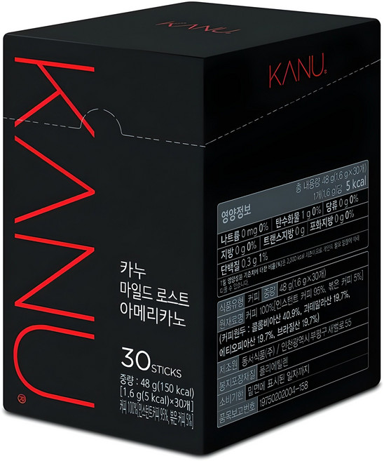 카누 마일드 로스트 아메리카노 원두커피믹스, 1.6g, 30개입, 1개